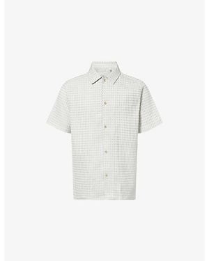 Les Deux Check Seersucker Short-Sleeve Cotton Shirt - White