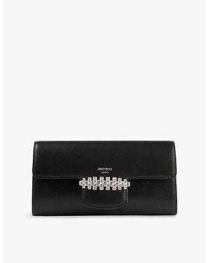 Jimmy Choo Bing Leather Wallet-On-Chain - Black