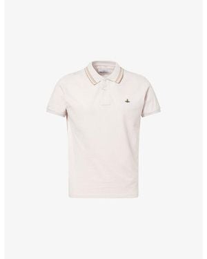 Vivienne Westwood Logo-Embroidered Short-Sleeve Cotton Polo Shirt - White