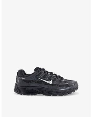 Nike P-6000 Leather And Mesh Low-Top Trainers - Blue