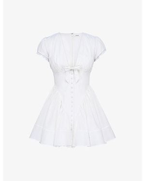 House Of Cb Emiliana Plunge-Neck Stretch-Cotton Mini Dress - White
