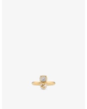 Jimmy Choo Jc Pearl Cube Brass Ring - Metallic