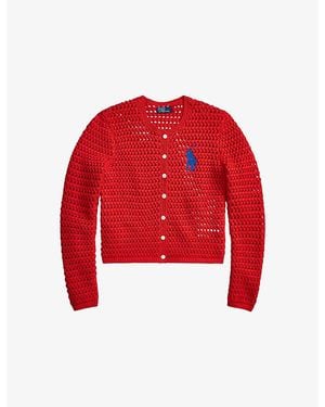Polo Ralph Lauren Crochet Logo-Embroidered Cotton Cardigan