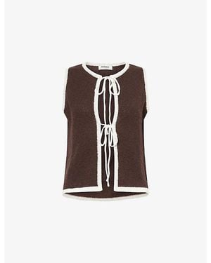 4th & Reckless Morganna Contrasting-Trim Woven Top - Brown