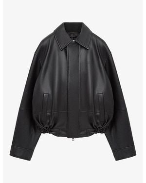 Loewe Drawstring-Hem Relaxed-Fit Leather Jacket - Black