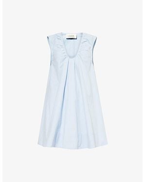 Dissh Gabby Flared Cotton-Poplin Mini Dress - Blue