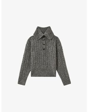 Reiss Etta Cropped Cable-Knit Jumper - Grey