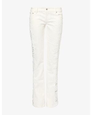 Jaded London Cooper Lace-Trim Denim Jeans - White