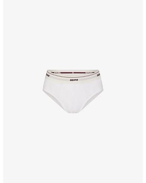 Skims Cotton Rib Stretch-Cotton Briefs - White