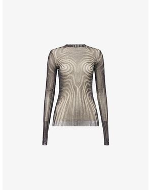 Jean Paul Gaultier Spiral Long-Sleeves Woven Top - Grey