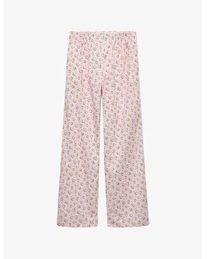 Prada Floral-Print Relaxed Batiste Cotton Trousers - Pink