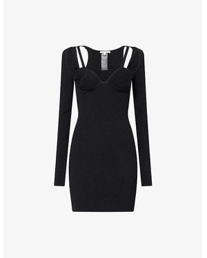 Nensi Dojaka Contour Long-Sleeves Knitted Mini Dress - Black