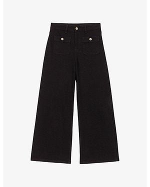 Maje Straight-Leg High-Rise Stretch-Denim Jeans - Black