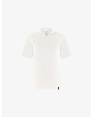 BOGGI Contrast-Trim Open-Collar Cotton-Blend Piqué Polo Shirt - White