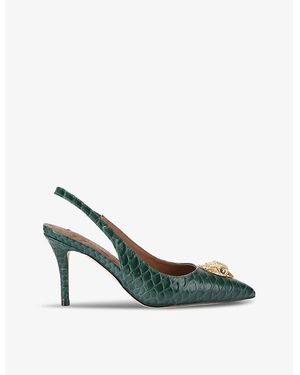 Kurt Geiger Dark Belgravia Eagle-Embellished Heeled Leather Slingbacks - Green