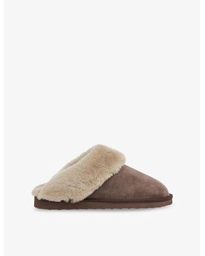 Whistles Emilia Cuff Sheepskin Slippers - Brown