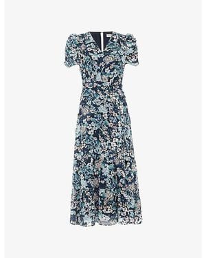Phase Eight Azalea Floral-Print Woven Midi Dress - Blue