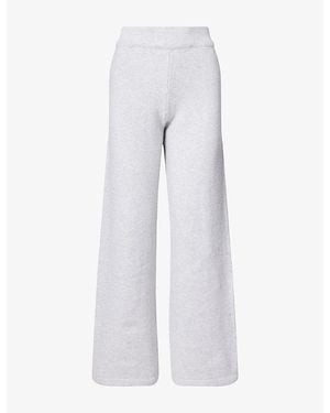 ADANOLA Logo-Embroidered Wide-Leg Knitted Jogging Bottoms - White