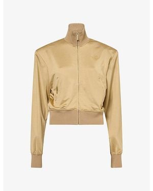 Jay3Lle Cropped Brand-Embroidered Jersey Jacket - Natural