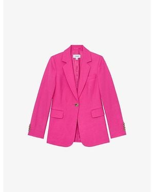 Reiss Charli Linen-Blend Suit Jacket - Pink