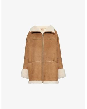 TOTEME Collar Slip-Pocket Relaxed-Fit Shearling Jacket - Brown