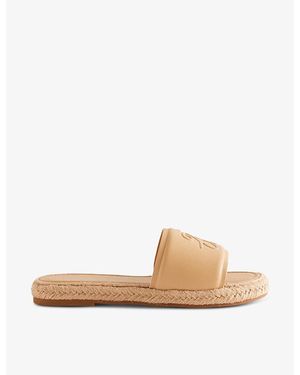 Ted Baker Portiya Brand-Debossed Leather Flatform Sandals - Natural