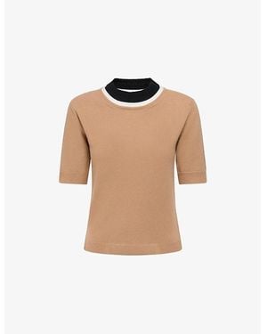 Marni Colour-Block Short-Sleeved Wool Jumper - Natural