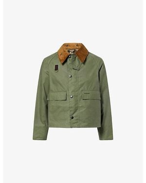 Barbour Spey Cropped Waxed-Cotton Jacket - Green