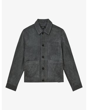 Reiss Wilstead Patch-Pocket Suede Jacket - Grey