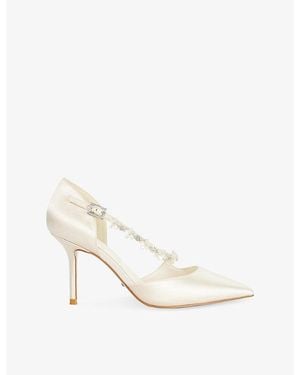 Dune Declaration Bridal Heeled Satin Courts - White