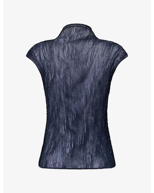 Issey Miyake Twisted Sheer Chiffon Top - Blue