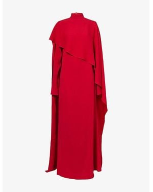 ‎Taller Marmo Carrington Cape-Effect Crepe-Cady Maxi Dress - Red