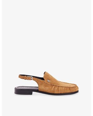 Sandro Backless Suede Loafers - Brown