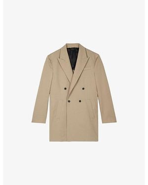 The Kooples Peak-Lapel Double-Breasted Cotton Jacket - Natural