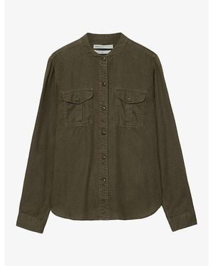 AllSaints Tess Flap-Pocket Lyocell Shirt - Green