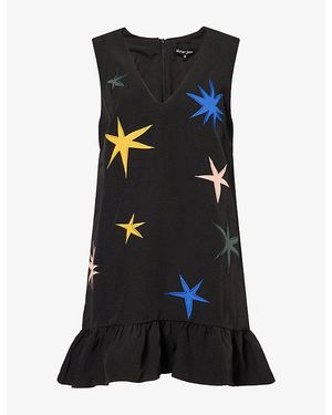 Sister Jane Star-Embroidered Woven Mini Dress - Black