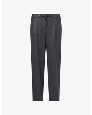 Giorgio Armani Drawstring-Waist Straight-Leg Cashmere Trousers - Grey
