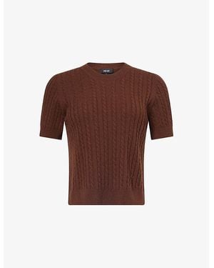 ME+EM Micro-Cable Merino-Wool And Cashmere T-Shirt - Brown