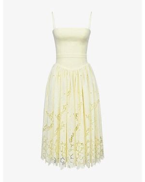 House Of Cb Ysabella Floral-Print Cotton Midi Dress Xs (A-C Cup) - Yellow