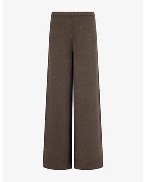 Lounge Underwear Wide-Leg Ribbed-Hem Wool-Blend Pants - Brown