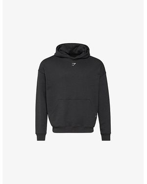 GYMSHARK Shark Attack Relaxed-Fit Cotton-Jersey Hoody - Black