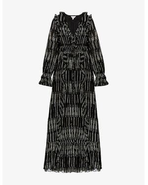 Ro&zo Lydia Tie-Waist Woven Midaxi Dress - Black