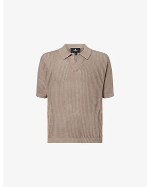 Represent Beverly Open-Collar Cotton-Knit Polo Top - Natural