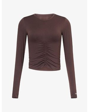 WE Are Tala Dayflex Ruched-Front Jersey Top - Brown