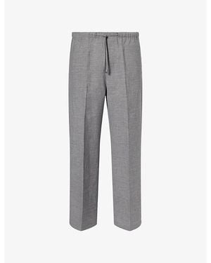 FRAME Easy Wide Leg Wool And Linen Pants - Gray