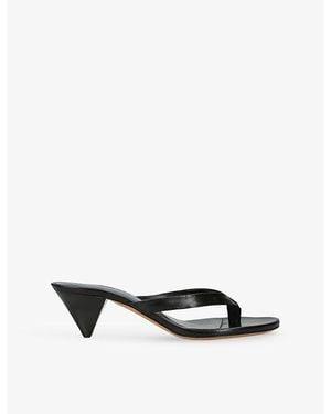 Jude Rooty Leather Heeled Sandals - Black