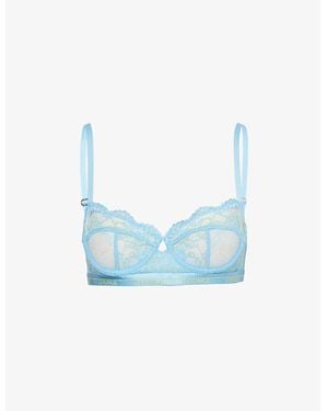 Lounge Underwear Blossom Floral-Embroidered Stretch-Lace Bra - Blue