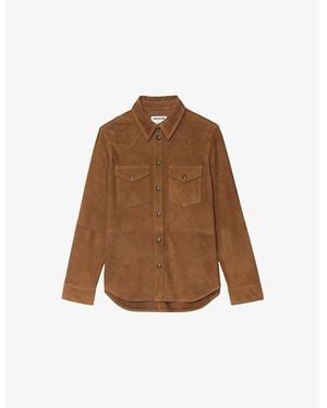 Zadig & Voltaire Thelma Patch-Pocket Suede Shirt - Brown