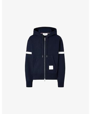 Thom Browne X Asics Signature Stripe Relaxed Cotton-Jersey Hoody - Blue