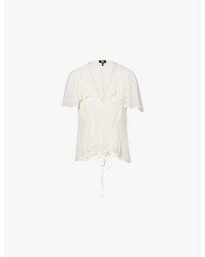 PAIGE Willa Flutter-Sleeve Woven Blouse - White